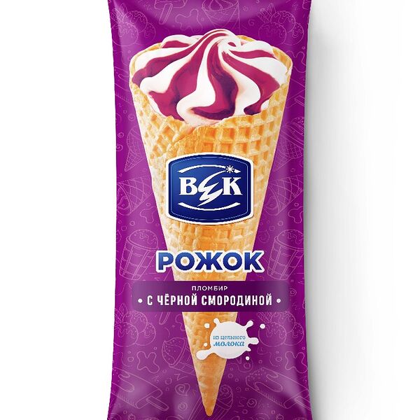 Мороженое БЗМЖ Век 100г рожок черная смородина