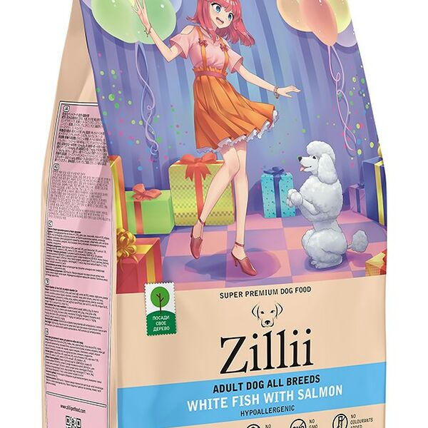ZILLII Dog Adult Белая рыба/Лосось для собак 800 г