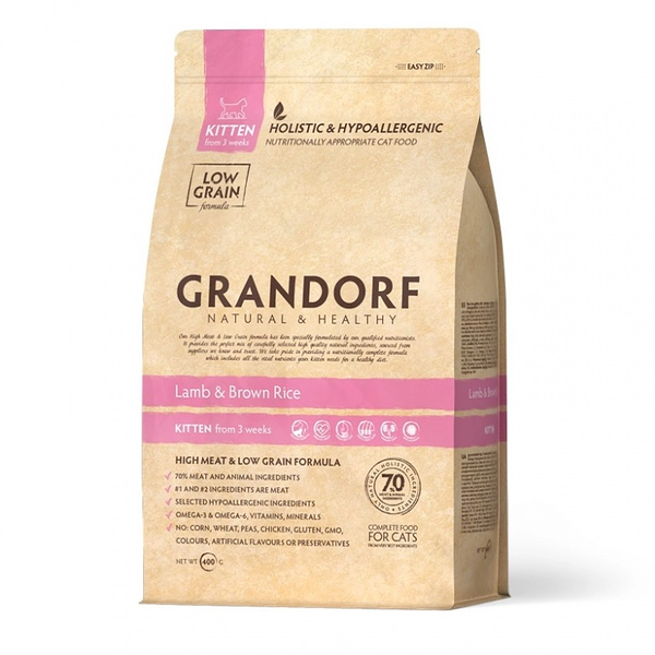 Корм сухой Grandorf Kitten Lamb&Rice для котят всех пород, с ягненком и рисом, 400 г