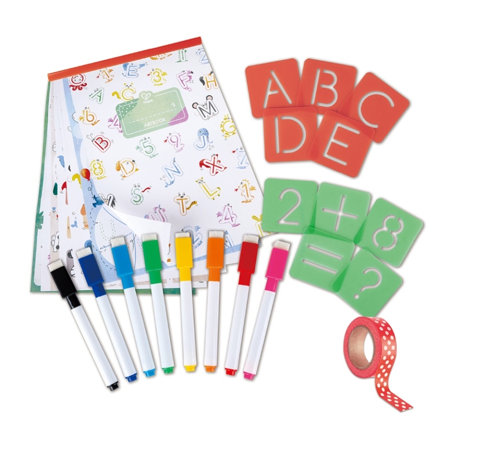 

Игровой набор развивающий 3 в 1: «Учим английский алфавит», «Учим счёт», «Рисуем по трафаретам» для детей 3+, Hape, 1 шт., Швейцария