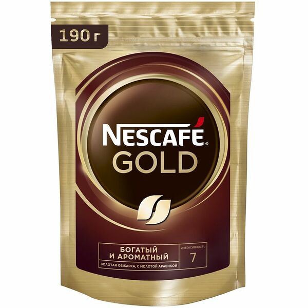 Кофе Nescafé Gold натуральный растворимый с добавлением молотого, 190г