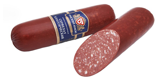 Колбаса варено-копченая Омский Бекон сервелат зернистый