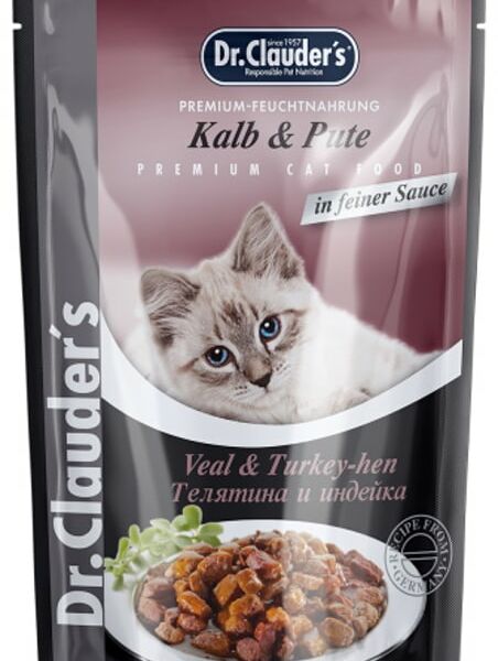 Влажный корм для кошек Dr.Clauders Телятина и Индейка 85г