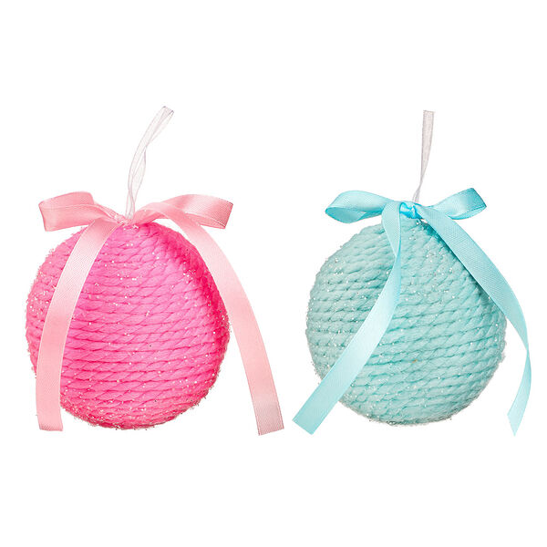 Сноу бум подвеска декоративная шар с блеском, пенопласт, 8 см, (цвета розовый и голубой)