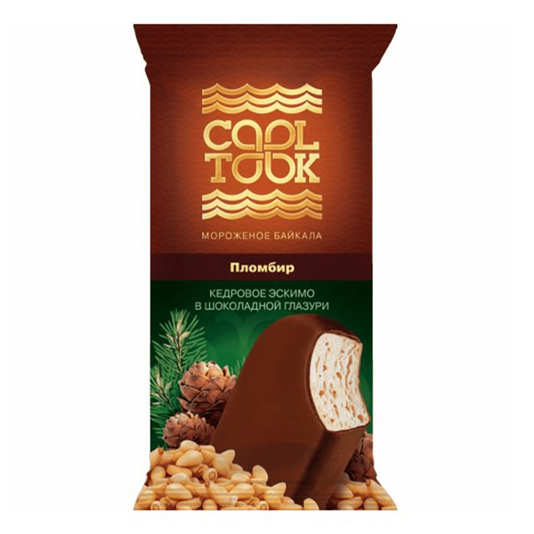Мороженое пломбир CoolTook Кедровое эскимо в шоколадной глазури 70 г