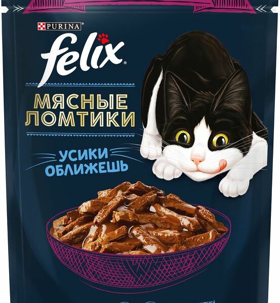 Корм влажный Felix Мясные ломтики с уткой в соусе для взрослых кошек 75г