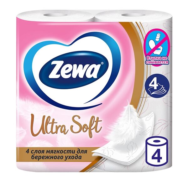 Туалетная бумага Zewa Ultra Soft 4 слоя 4 рулона