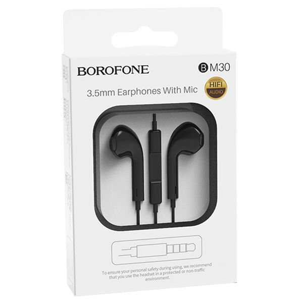 Наушники BOROFONE BM30 с микрофоном (1.2 м). Чёрные