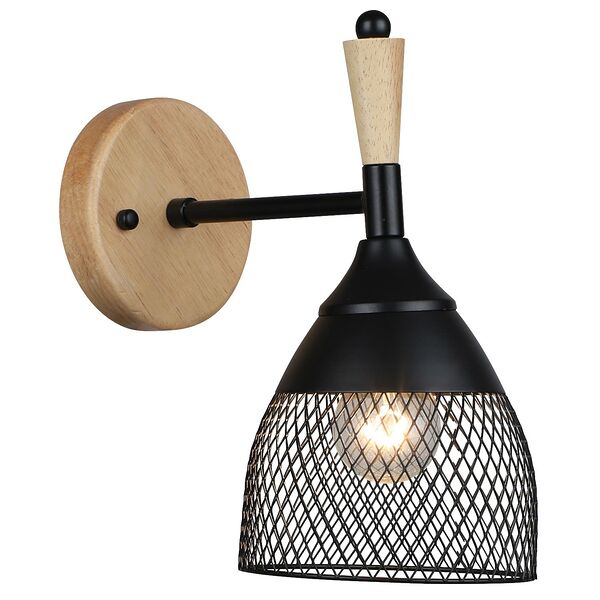 Бра Символ Света, Е27, 60 Вт, черный, коричневый 12х19х23 см.