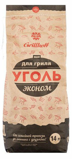 Уголь древесный Эконом ТМ Grillkoff (Грилькофф), 14л