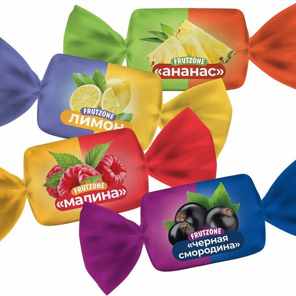 Конфеты Frutzone Ананас-Лимон-Малина-Черная смородина жевательные