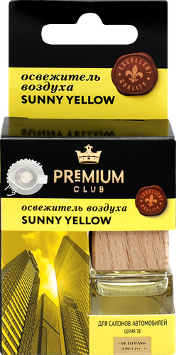 Освежитель воздуха автомобильный PREMIUM CLUB Sunny Yellow, аналог аромата Tom Ford – Tobacco Vanille, 6мл