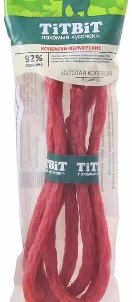 Колбаски для собак Titbit Лакомый кусочек Золотая коллекция Фермерские