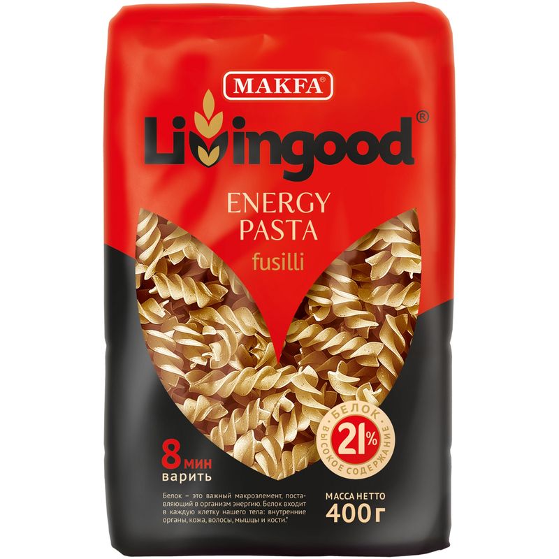 

Макаронные изделия Livingood Fusilli Energy Pasta 400 г