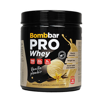 Коктейль протеиновый Bombbar Whey Ванильно-сливочный пломбир 450г, Россия