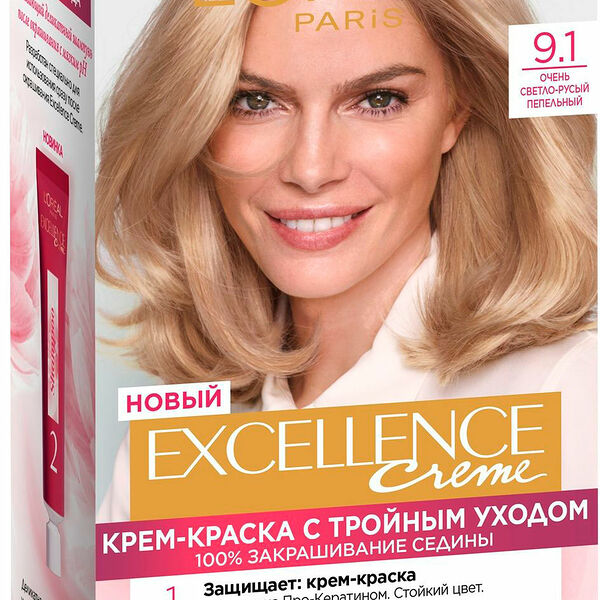 Крем-краска для волос Loreal Paris Excellence creme, оттенок  9.1 Очень светло-русый пепельный