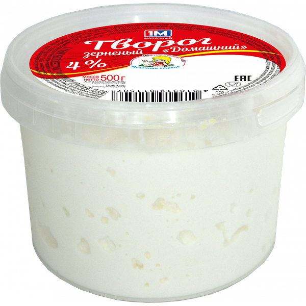 Творог зерненый Молочная страна Домашний 4% ведро 0,5кг