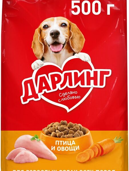 Сухой корм для собак Дарлинг с птицей и овощами 500г