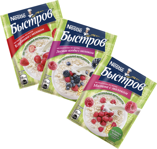 

Каша овсяная Быстров Ассорти клубника, малина и лесные ягоды без варки 6 шт x 40 г