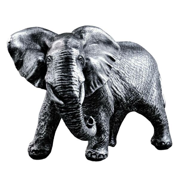 Статуэтка Слон африканский, 18х7х13 см, полистоун, серебро