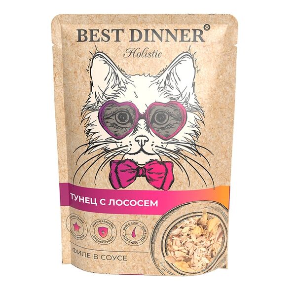 Корм влажный Best Dinner Holistic для кошек Тунец с лососем в соусе