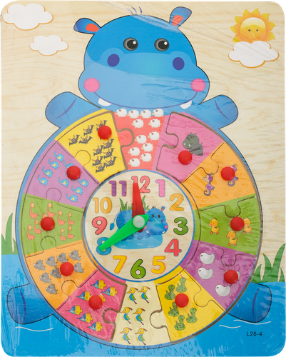 

Игрушка KRIBLY BOO Деревянные пазл-часы Бегемотик Арт. 67916
