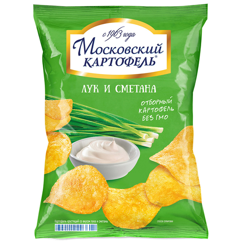 

Чипсы картофельные Московский картофель Лук и сметана 120 г