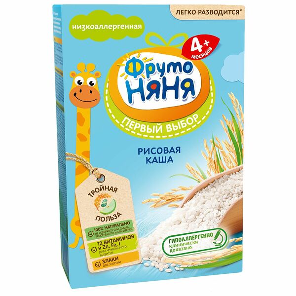 Каша детская Фрутоняня безмолочная рисовая, с 4 месяцев