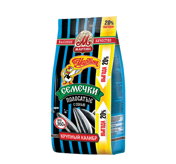 Семечки От Мартина отборные полосатые с солью 360г
