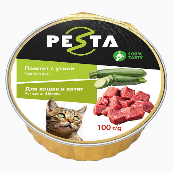 Pesta ламистер для кошек и котят паштет с уткой 100 г.