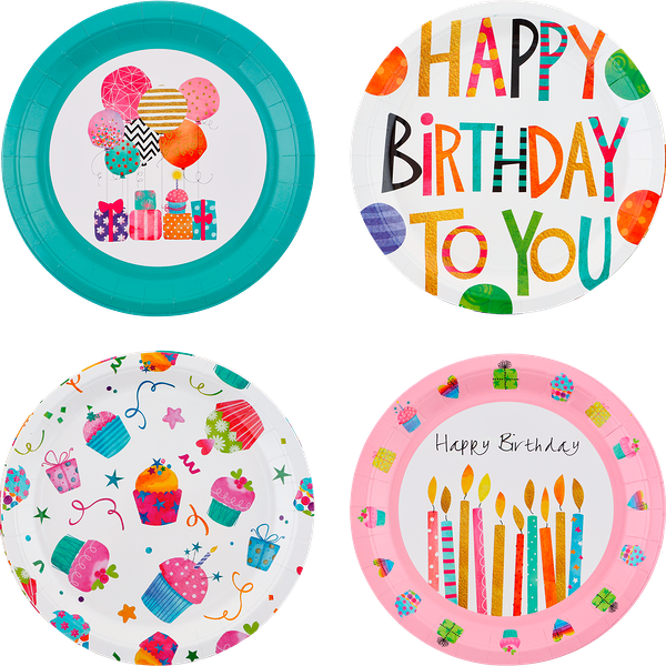 Тарелки одноразовые Happy Birthday d=23см бумажные Арт. ТРЛ23, 6шт