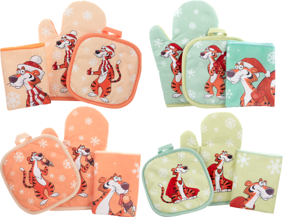 

Набор для кухни Homeclub Символ года Тигр, прихватка, прихватка-варежка и салфетка для посуды дизайн в ассортименте