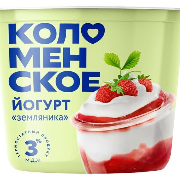 Йогурт Коломенское земляника термостатный 3% 130 г