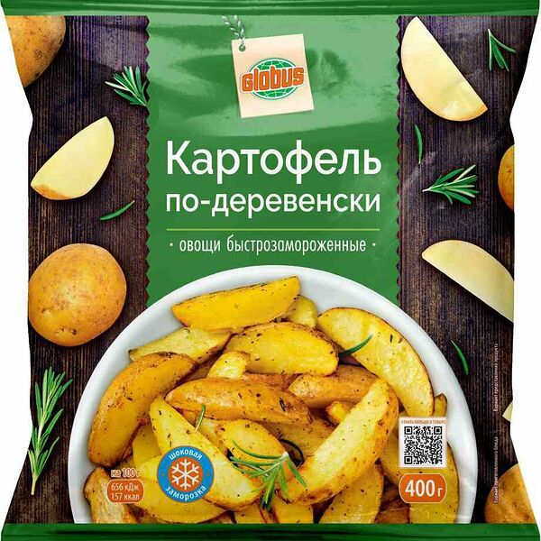 Картофель быстрозамороженный Глобус по-деревенски 400 г