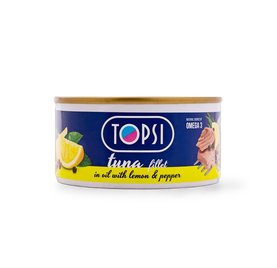 

Филе тунца Topsi в масле с лимоном 180 г