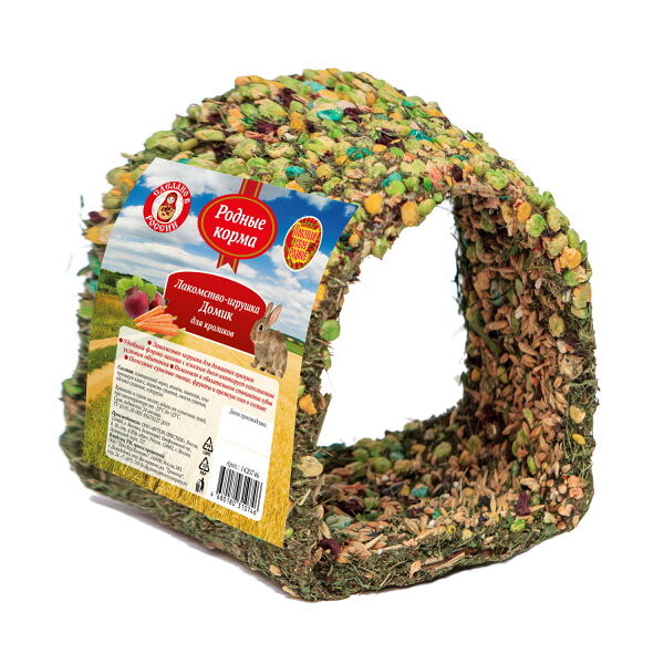 РОДНЫЕ КОРМА для грызунов лакомство-игрушка Домик для кроликов 570г 15х15х14см
