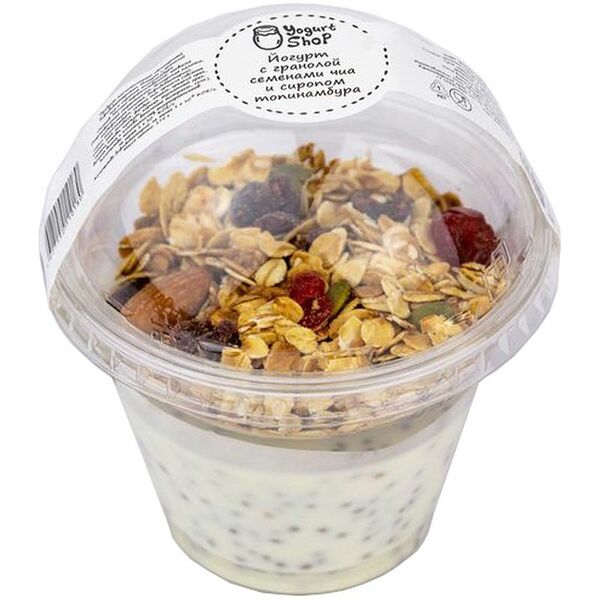 Йогурт с гранолой, семенами чиа и сиропом топинамбура