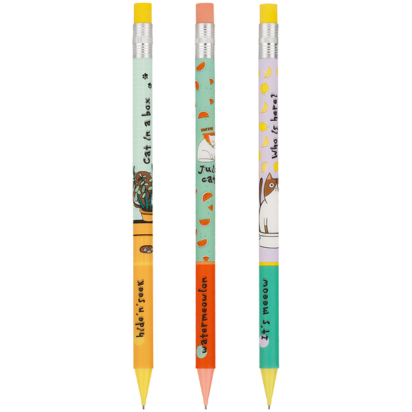 Карандаш механический Meshu с ластиком, в ассортименте