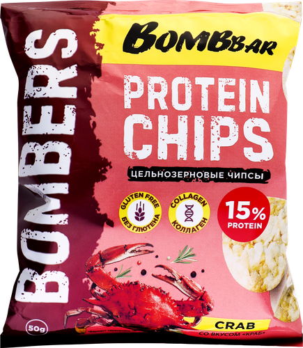 

Чипсы протеиновые Bombbar цельнозерновые Краб (без глютена) 50 г