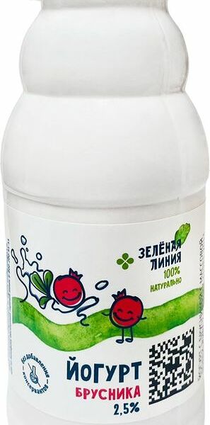 Йогурт Зелёная Линия с брусникой 2.5% 330г
