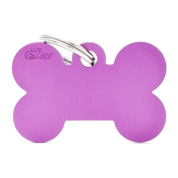 Адресник для кошек и собак большой Косточка, фиолетовый