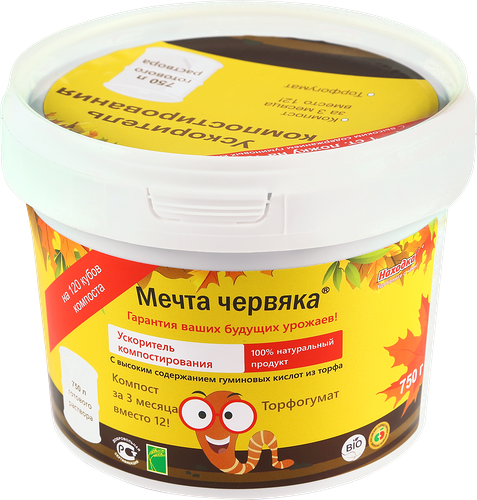 Ускоритель компостирования биологический МЕЧТА ЧЕРВЯКА с высоким содержанием гуминовых кислот, Эко, Арт. УК210001, 750г
