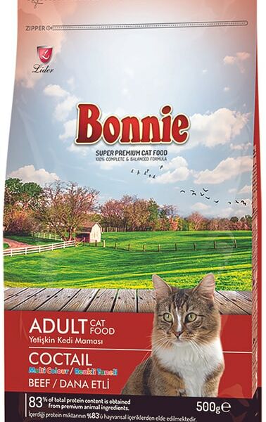Сухой корм для кошек Bonnie Adult Cat Food Coctail Beef Multi Color 500г
