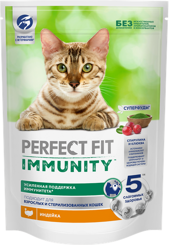 

Сухой корм для кошек Perfect Fit Immunity для иммунитета индейка 580 г