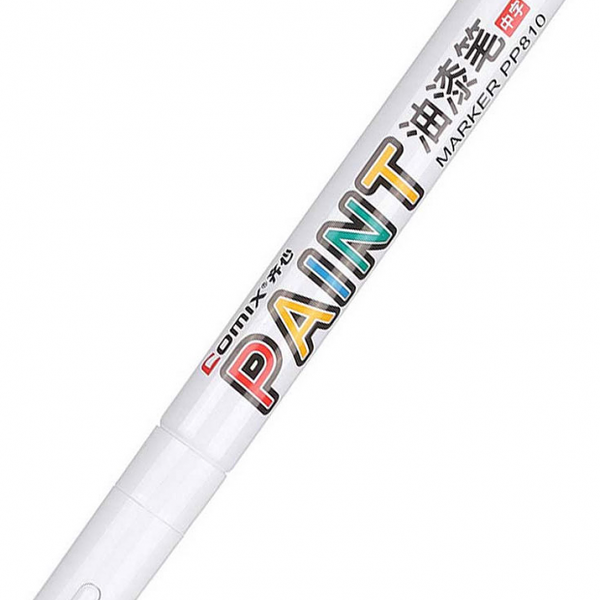 Маркер перманентный Comix белый, 1 шт