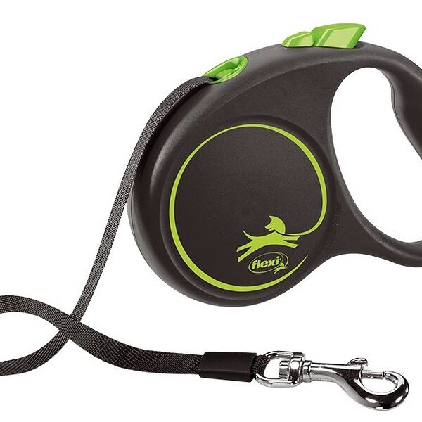 Рулетка Flexi Black Design S до 15 кг (5 м лента) зеленый