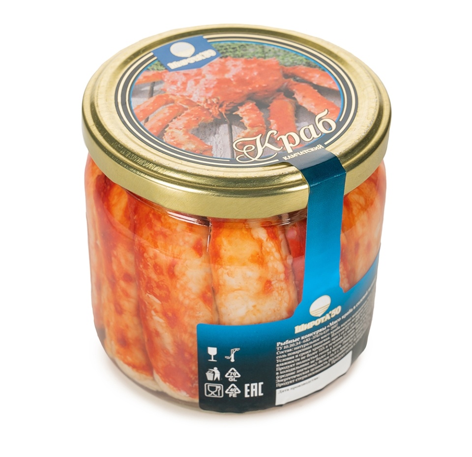 

Мясо краба Широта 50 в солевой заливке Premium 390 г