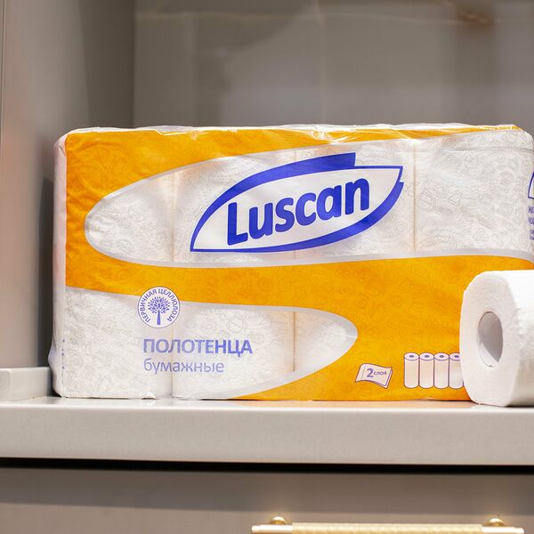 Бумажные полотенца Luscan, рулонные, двухслойные, 4 рулона по 17 метров