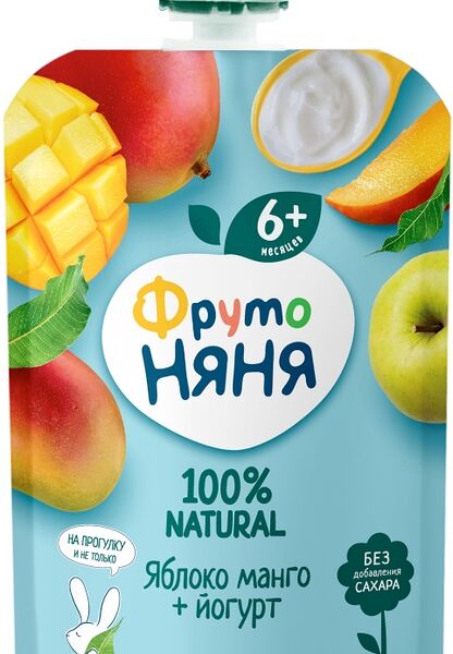 Пюре ФрутоНяня яблоко манго с йогуртом с 6 месяцев 90г