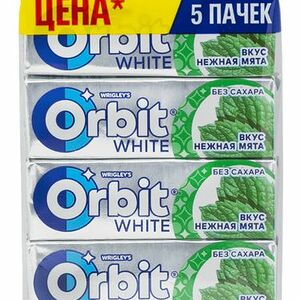 Жевательная резинка Orbit White Нежная Мята без сахара 5х13.6г